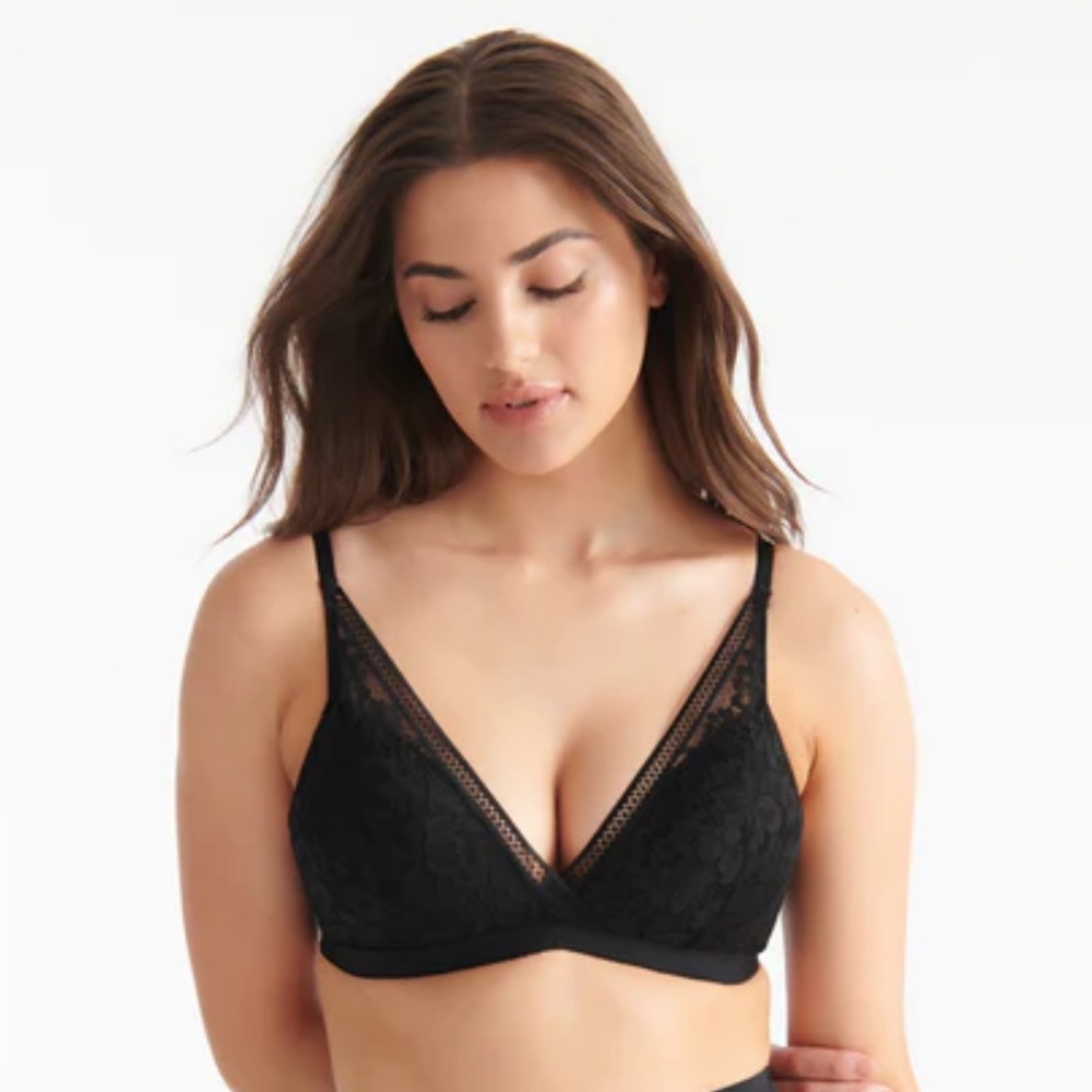 NWT knix Black Deep-V Bralette L
